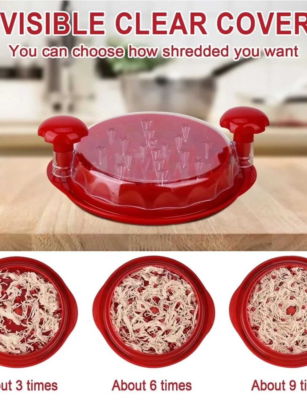 Red Manual Meat/Vegetable Shredder kitchen tool with Clear Cover - Unbranded